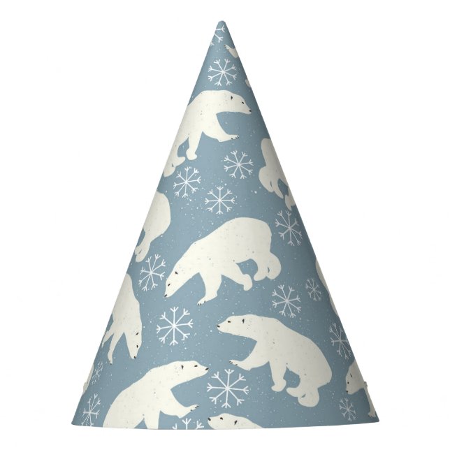 Winter Polar Bears seamless pattern + your ideas Party Hat (Front)