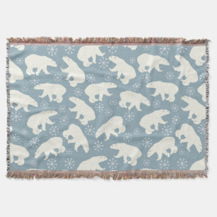 Winter Polar Bears seamless pattern + your ideas Throw Blanket