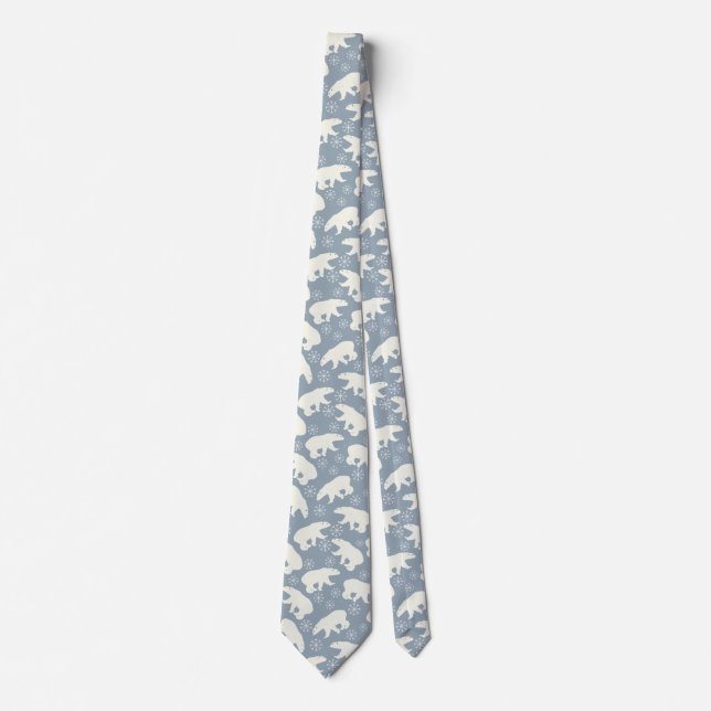 Winter Polar Bears seamless pattern + your ideas Tie (Front)