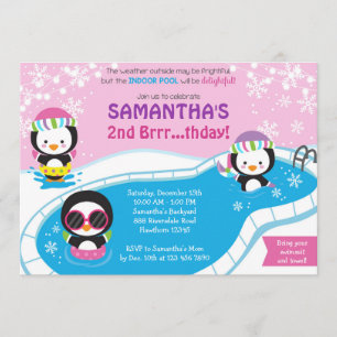 Winter Pool Birthday Invitation / Pool Invitation