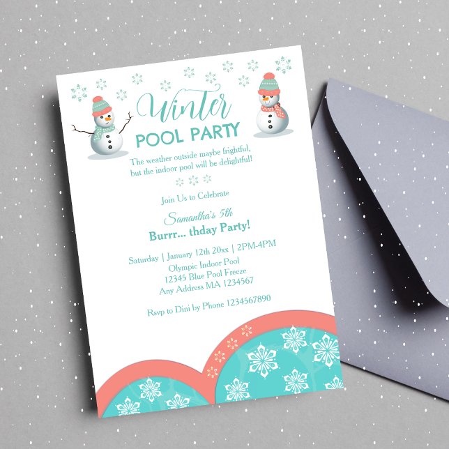 Winter Pool Birthday Party Invitation (Creator Uploaded)