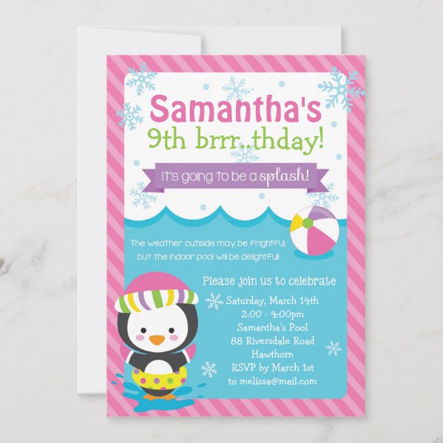 Winter Pool Invitation / Winter Pool Birthday (Front)