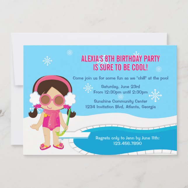 Winter Pool Party Invite (Front)