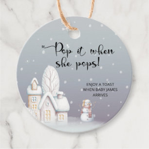 Winter Pop it when she pops baby shower Favour Tags