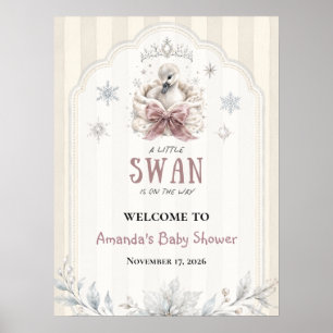 Winter Princess A Little Swan Baby Shower Welcome Poster