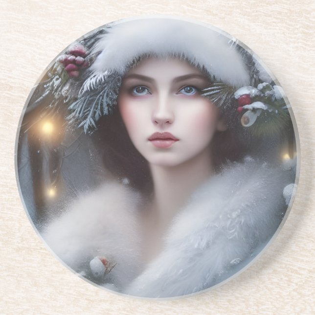 Winter Princess Holiday  Coaster (Front)