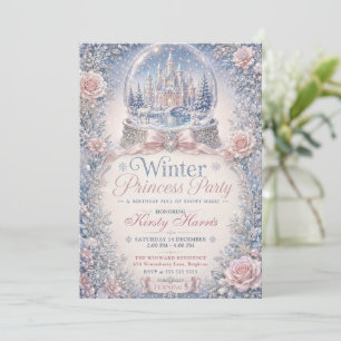 Winter Princess Party Snowy Magic Castle Birthday Invitation