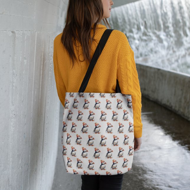 Winter Puffin Coastal Carryall Crossbody Bag (Creator Uploaded)