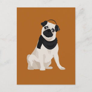 Winter Pug Dog for Dog Lovers Postcard