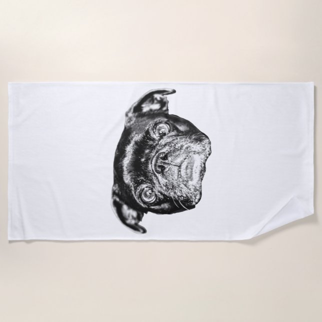 Winter Pug Swim Wrap Beach Towel (Front)