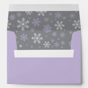 Winter Purple and Grey Snowflake Pattern Envelope