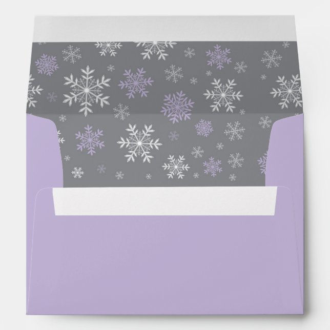 Winter Purple and Grey Snowflake Pattern Envelope (Back (Bottom))