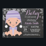 Winter Purple Baby Shower Invitation Chalkboard<br><div class="desc">Winter Purple Girl Baby Shower Invitationn. Girl Baby Shower Invitation. Winter Holiday Baby Shower Invite. Purple and White Snowflakes. Chalkboard Background. For further customisation,  please click the "Customise it" button and use our design tool to modify this template.</div>