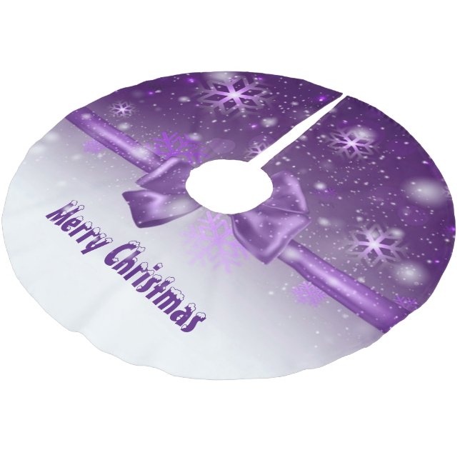 Winter Purple Brushed Polyester Tree Skirt (Angled)