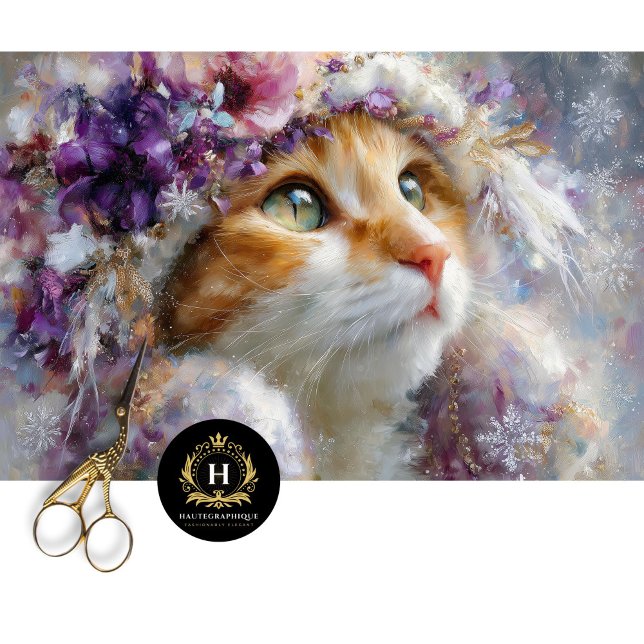 Winter Purple Floral Cat Decoupage Craft Paper (Creator Uploaded)