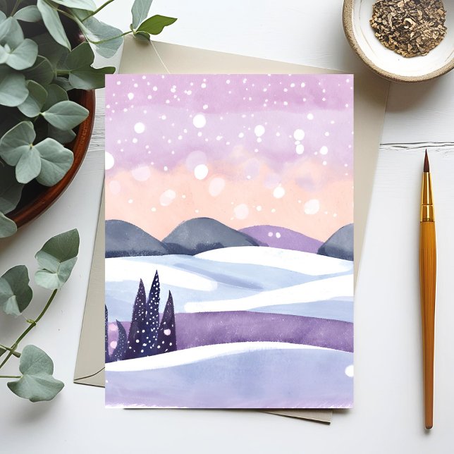 Winter Purple Hills Watercolor Postcard (Creator Uploaded)