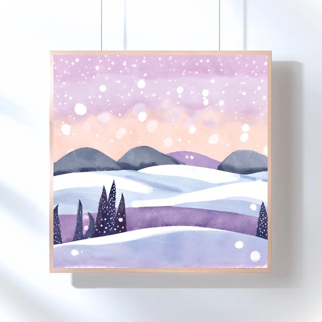 Winter Purple Hills Watercolor Poster (Creator Uploaded)