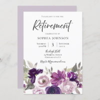 Winter Purple Lavender Floral Retirement Party
