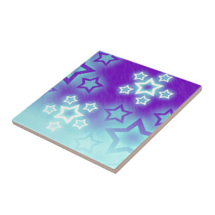 Winter Purple Stars Ceramic Tile