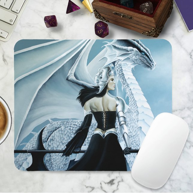 Winter Queen White Dragon Fantasy Mouse Pad (Creator Uploaded)