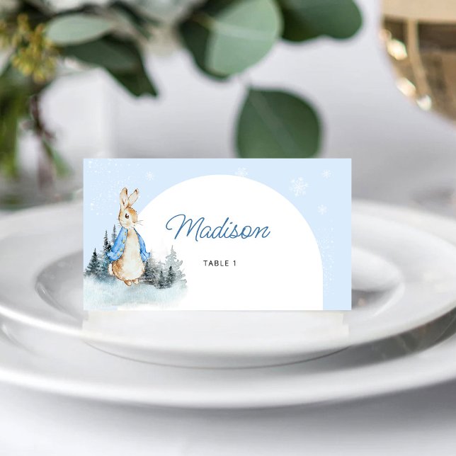 Winter Rabbit Baby Shower Arch Folded Place Card (Creator Uploaded)