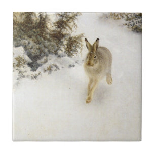 winter rabbit ceramic tile