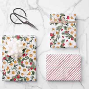 Winter Rabbit Floral   Chinese New Year Wrapping Paper Sheet