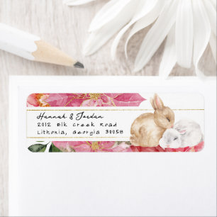 Winter Rabbit Floral   Return Address Label