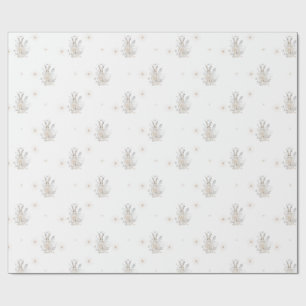 Winter Rabbit w/ Winter Florals Wrapping Paper