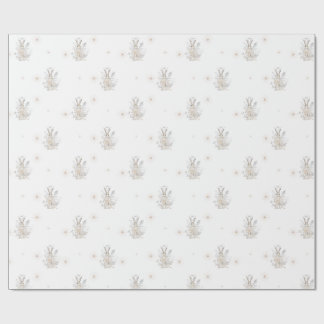 Winter Rabbit w/ Winter Florals  Wrapping Paper