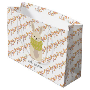 Winter Rabbit With His Striped Scarf Large Gift Bag