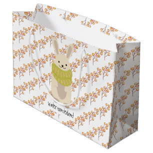 Winter Rabbit With His Striped Scarf Large Gift Bag