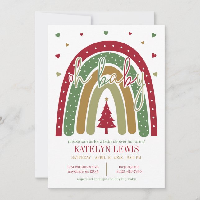 Winter Rainbow Christmas Baby Shower Invitation (Front)