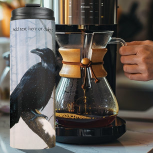 Winter Raven Forest Thermal Tumbler
