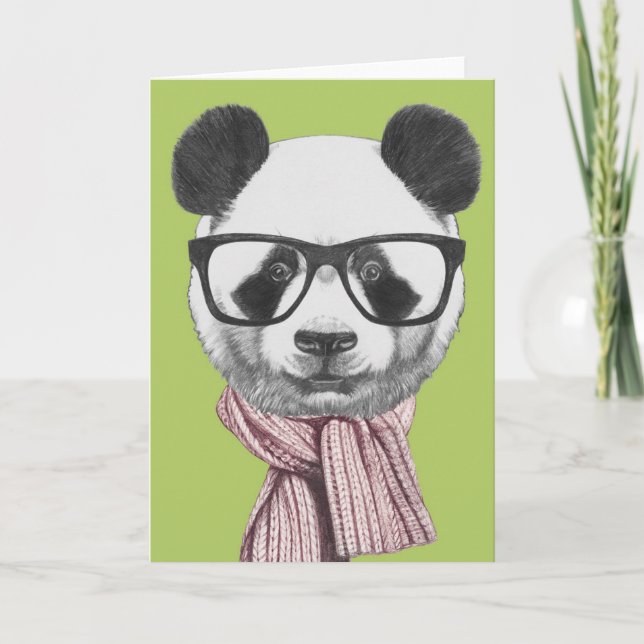 Winter Ready Panda Bear Card (Front)