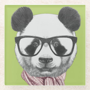 Winter Ready Panda Bear Glass Coaster