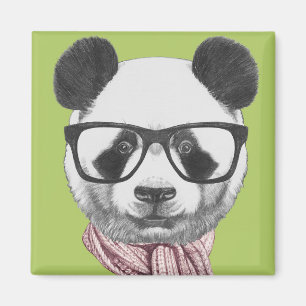Winter Ready Panda Bear Magnet