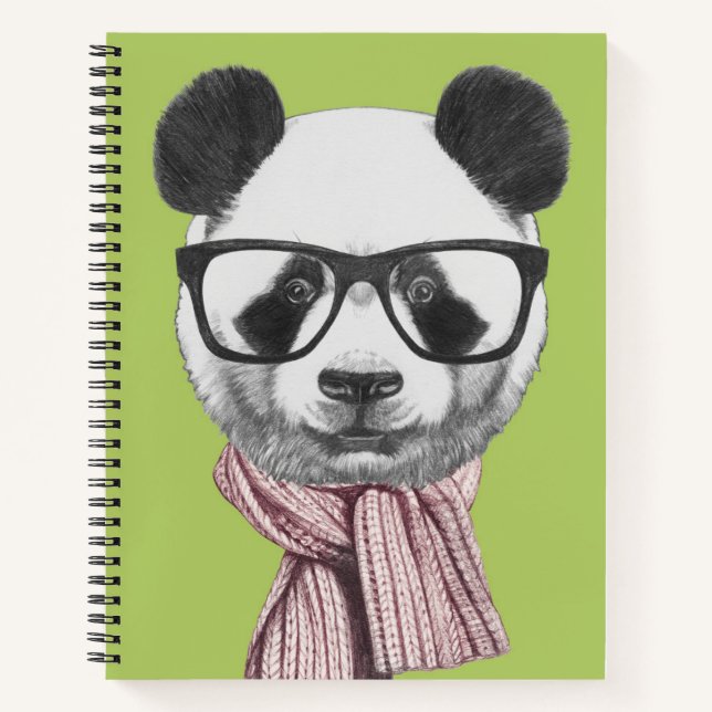 Winter Ready Panda Bear Notebook (Front)