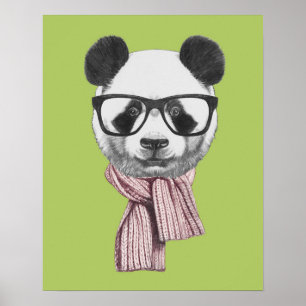 Winter Ready Panda Bear Poster