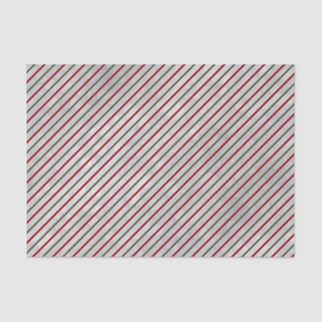Winter Red and Green Stripe Tissue Paper (Front)