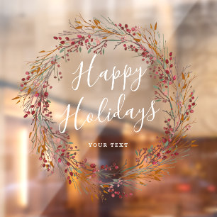 Winter Red Berry Wreath Happy Holidays