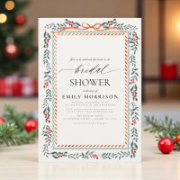 Winter Red Bow & Ribbon Watercolor Bridal Shower