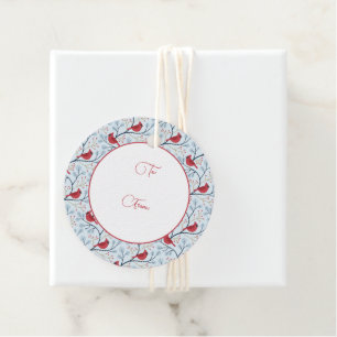 Winter Red Cardinal Bird Favour Tags