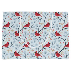 Winter Red Cardinal Bird Large Gift Bag