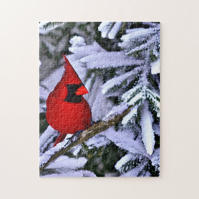 Winter Red Cardinal Jigsaw Puzzle (Vertical)