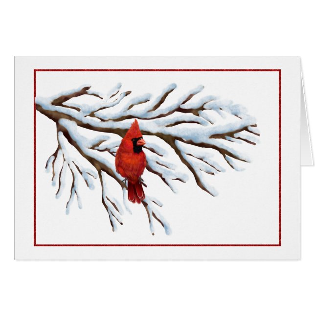 Winter Red Cardinal Notecard (Front Horizontal)