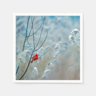 Winter Red Cardinal Snow Photo Napkin