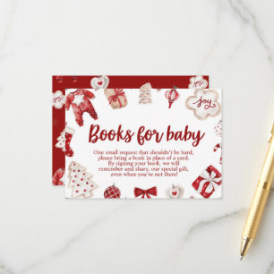 Winter Red Christmas Baby Shower Books for Baby Enclosure Card