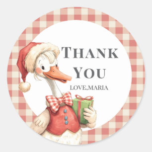 Winter Red Christmas Silly Goose  1st birthday Classic Round Sticker