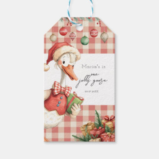 Winter Red Christmas Silly Goose 1st birthday Gift Tags